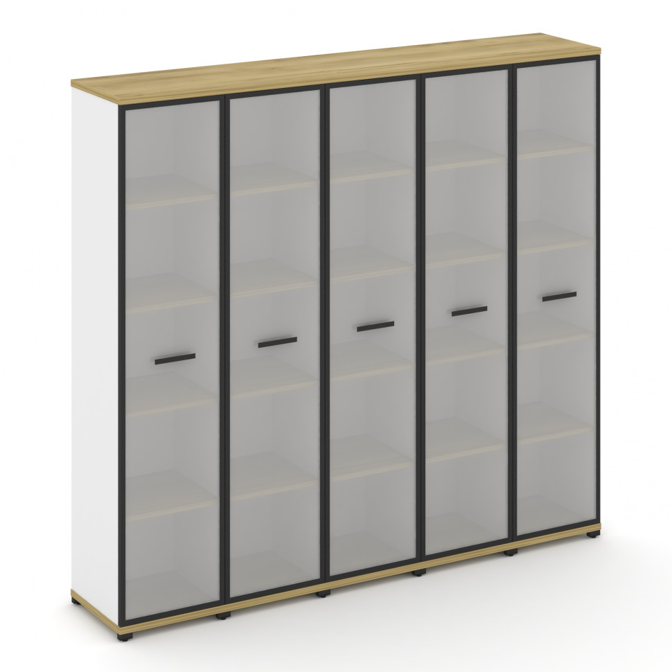 Concept Шкаф 5 узких секций, 5 ниш CN.STU-558 RMB B Дуб Винченцо/Белый Бриллиант/Металл Черный/Сатин