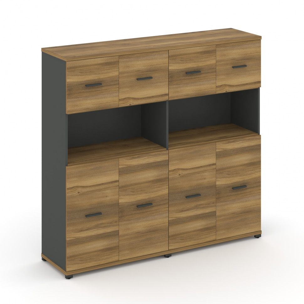 Concept Шкаф 2 широкие секции, 4 ниши CN.STS-425 A Сандал Янтарный/Антрацит/Металл Антрацит 1668*420