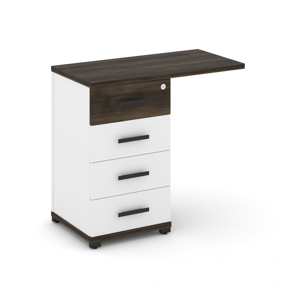 Concept Тумба приставная узкая со свесом 4 ящ. CN.TUS-001 B Дуб Мали/Белый Бриллиант/Металл Черный 8 Concept Тумба приставная узкая со свесом 4 ящ. CN.TUS-001 B Дуб Мали/Белый Бриллиант/Металл Черный 8