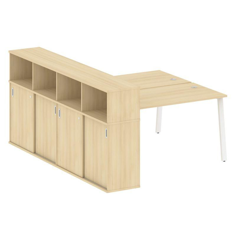 Metal System Рабочая станция с шкафом-купе на А-образном м/к БА.РС-СШК-4.3 Т Акация Лорка/Металл Бел