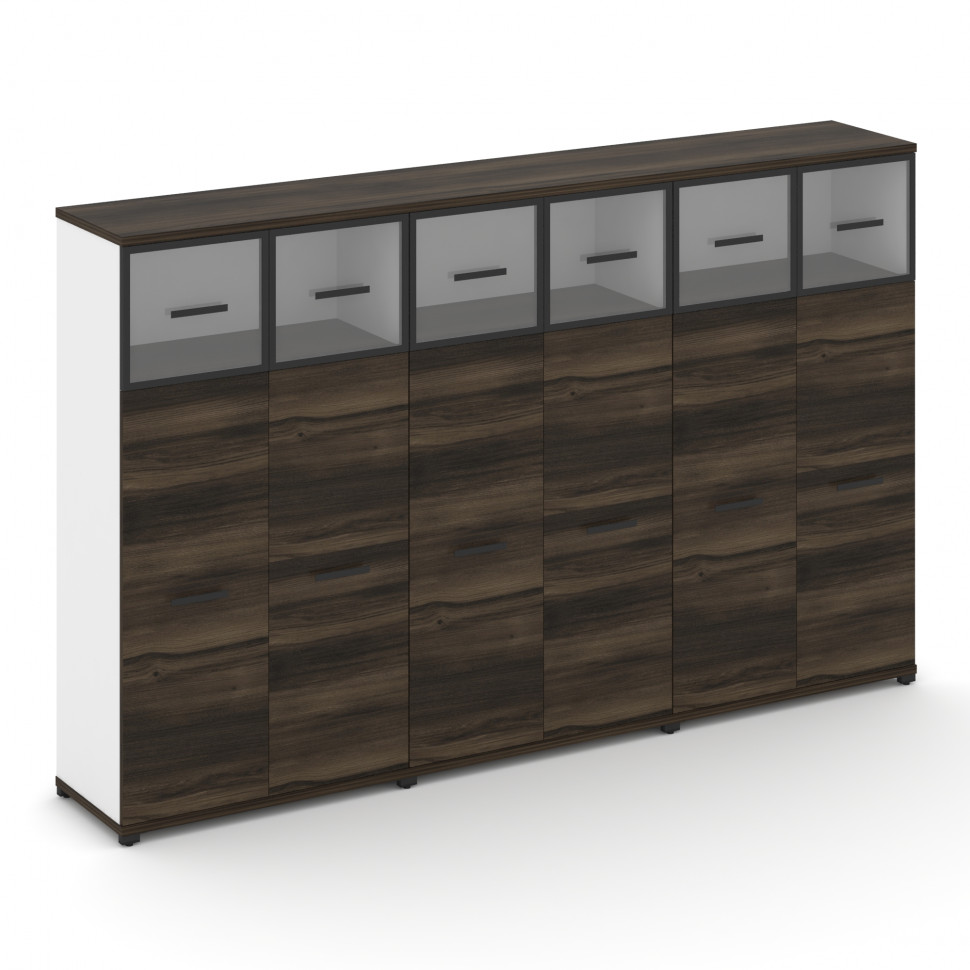 Concept Шкаф 3 широкие секции, 4 ниши CN.STS-434 RPB B Дуб Мали/Белый Бриллиант/Металл Черный/Прозра