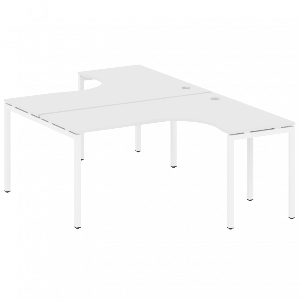 Metal System Quattro Рабочая станция криволинейная на П-образном м/к 40БП.РАС-СА-2.4 Белый/Металл Бе
