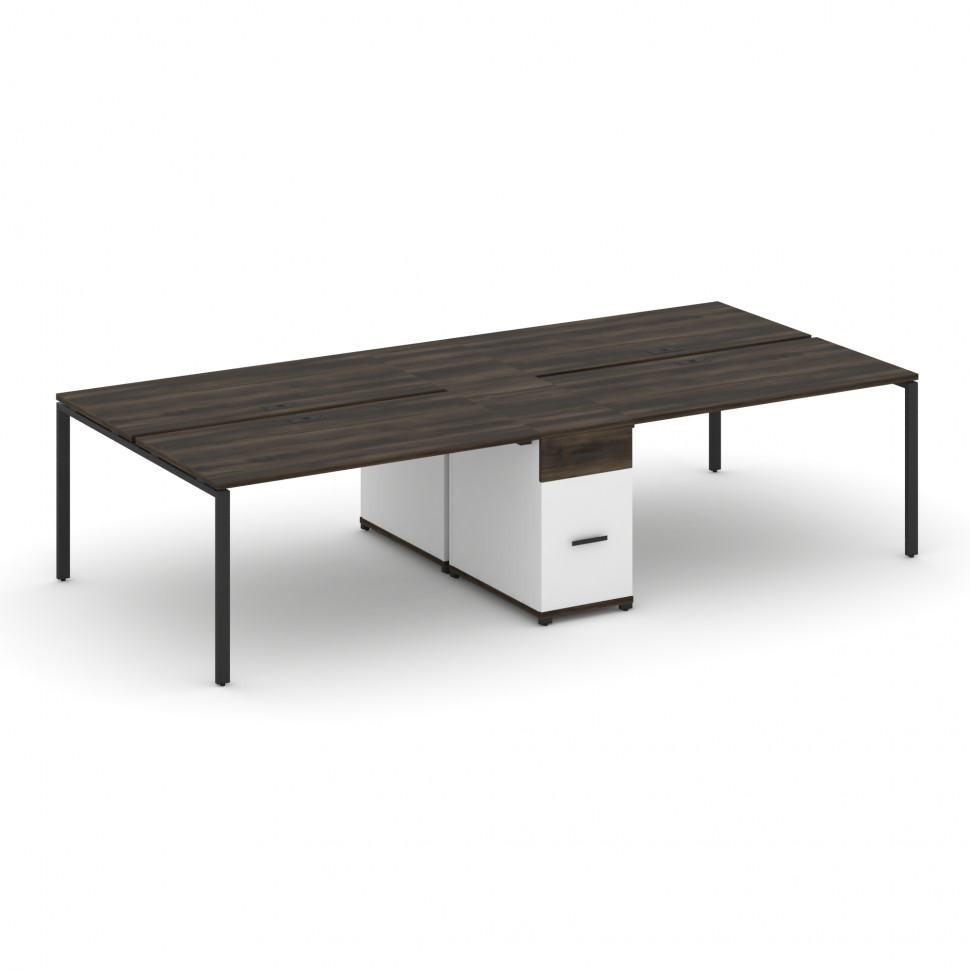 Concept Рабочая станция 4 места с 1 опорной тумбой CN.DRS-423 B Дуб Мали/Белый Бриллиант/Металл Черн