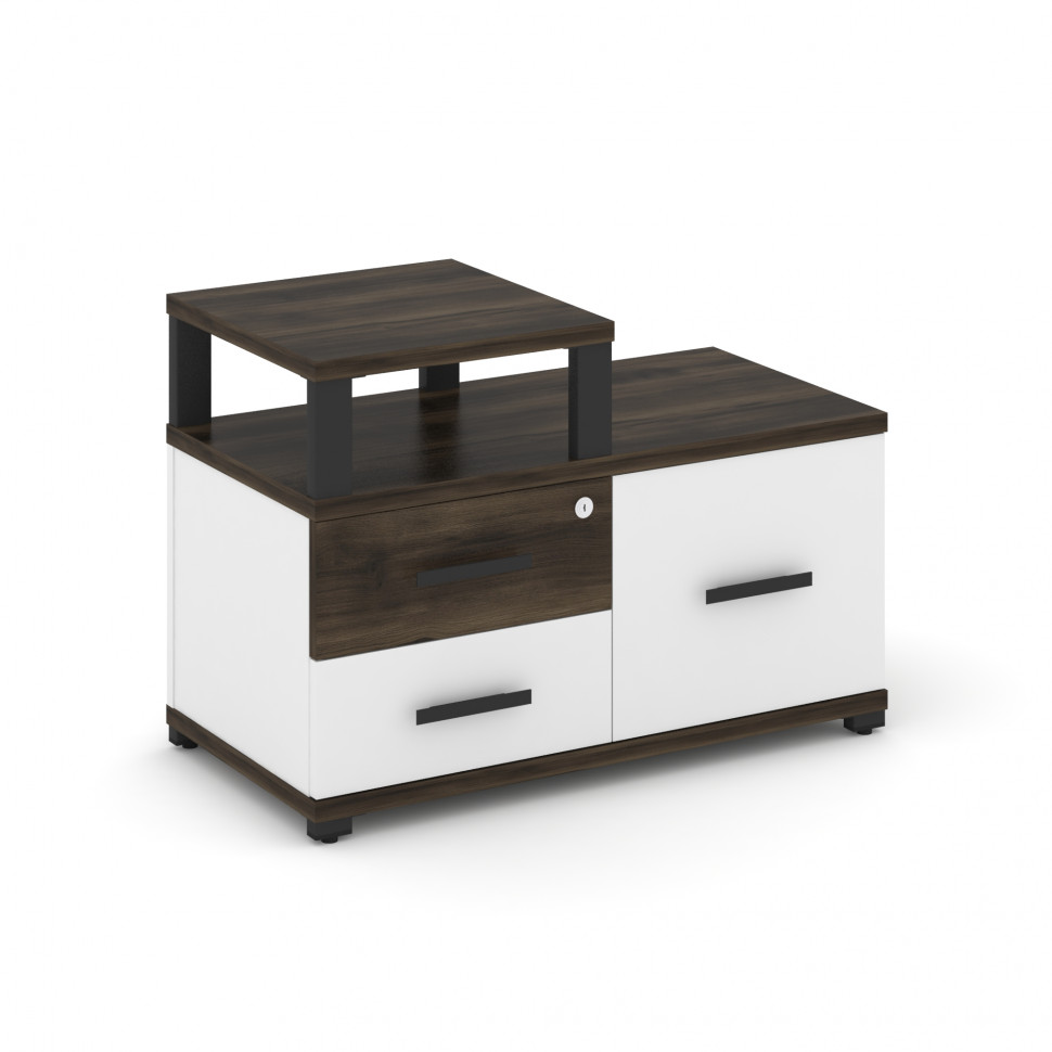 Concept Тумба приставная широкая 2 ящ.+1 распаш. фасад с надставкой узкой CN.TSP-005 B Дуб Мали/Белы