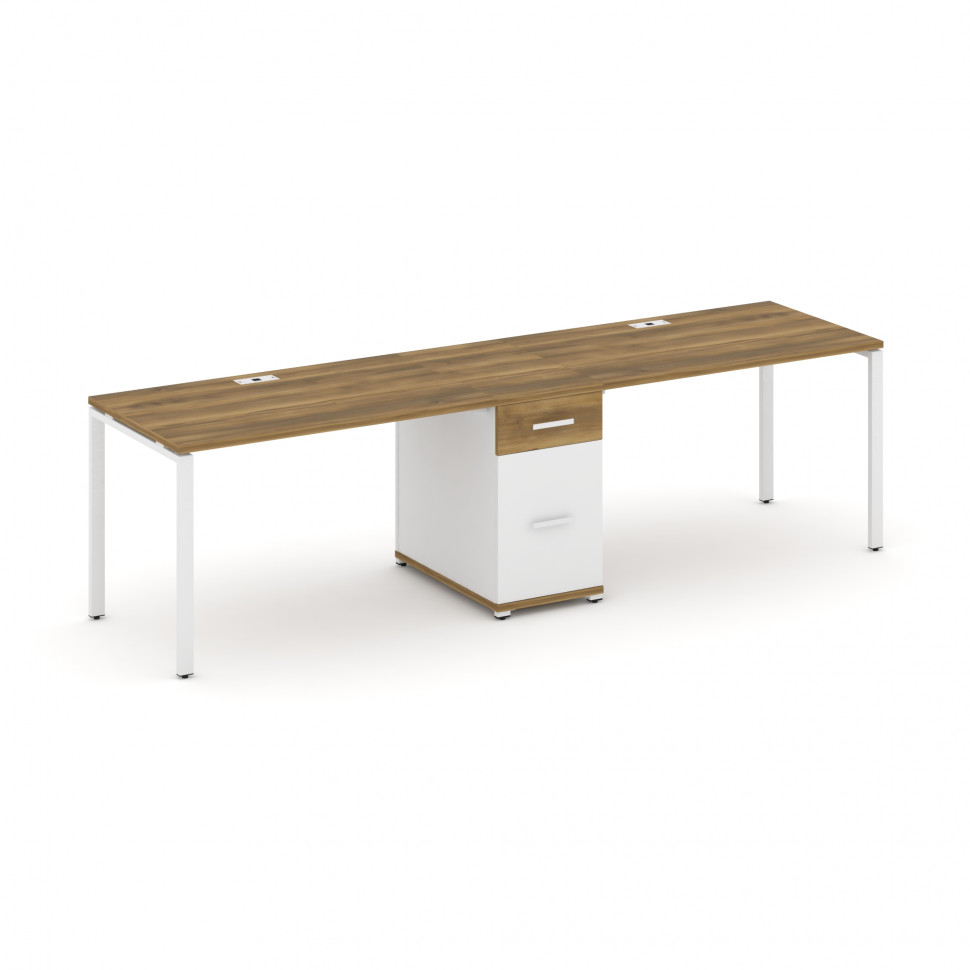 Concept Рабочая станция 2 места с 1 опорной тумбой CN.ORS-406 W Сандал Янтарный/Белый Бриллиант/Мета