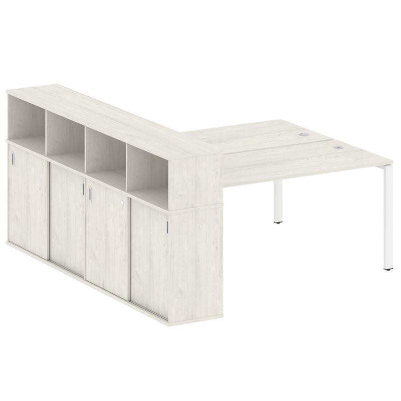 Metal System Рабочая станция с шкафом-купе на П-образном м/к БП.РС-СШК-4.4 Т Дуб Наварра/Металл Белы Metal System Рабочая станция с шкафом-купе на П-образном м/к БП.РС-СШК-4.4 Т Дуб Наварра/Металл Белы