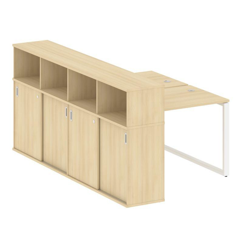 Metal System Рабочая станция с шкафом-купе на О-образном м/к БО.РС-СШК-4.1 Т Акация Лорка/Металл Бел