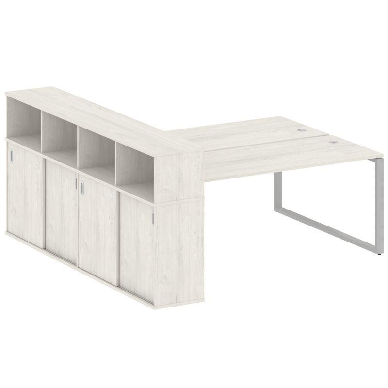 Metal System Рабочая станция с шкафом-купе на О-образном м/к БО.РС-СШК-4.5 Т Дуб Наварра/Металл Серы