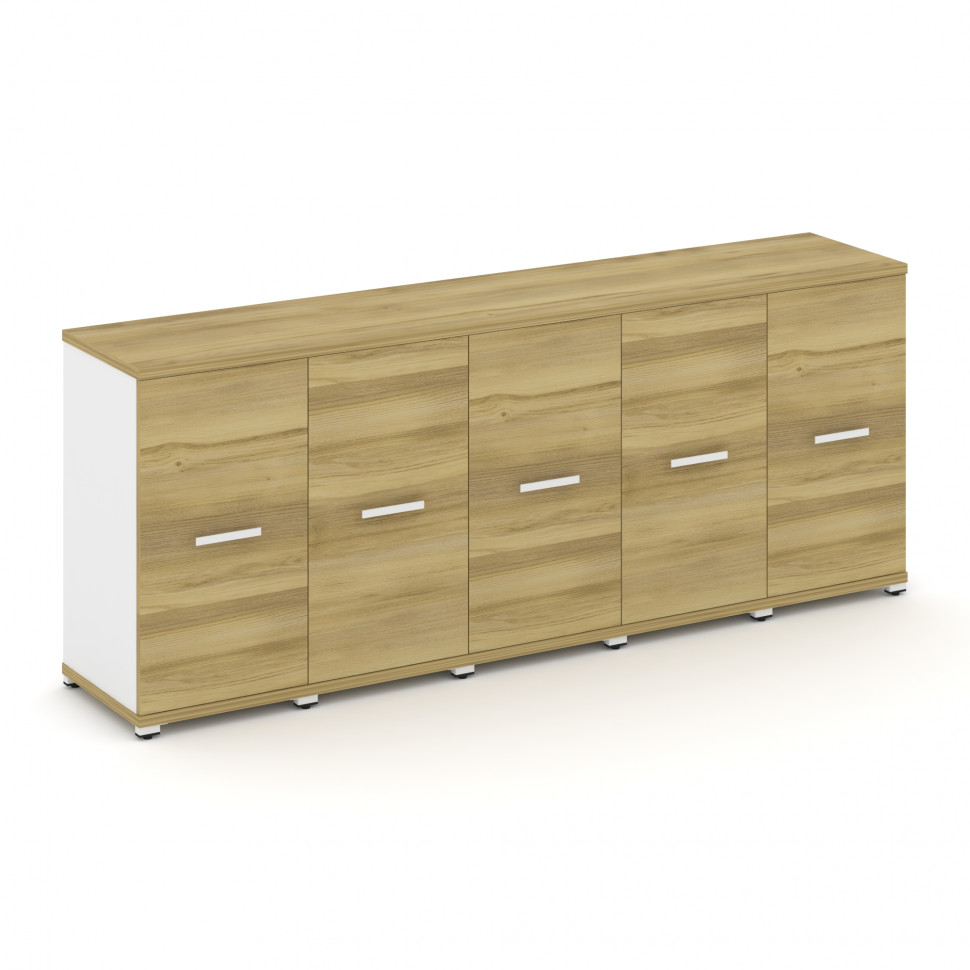 Concept Шкаф 5 узких секций, 2 ниши CN.STU-253 W Дуб Винченцо/Белый Бриллиант/Металл Белый 2084*420*