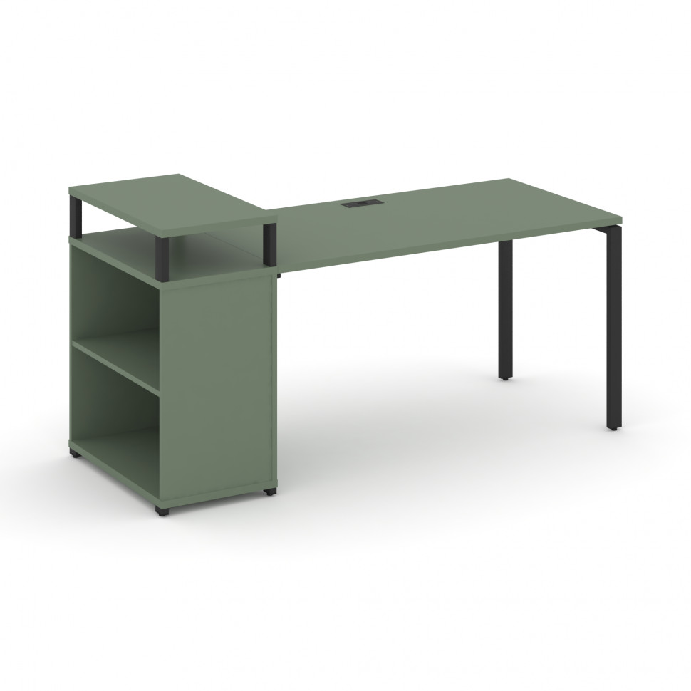 Concept Стол рабочий с опорным стеллажом с верх. горизонтом  CN.SP-207 Кобо/Металл Черный 1800*720*9