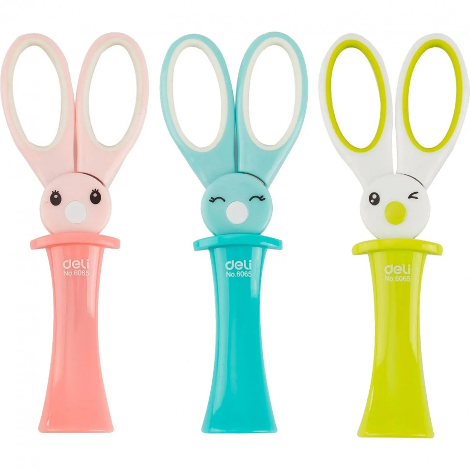 Ножницы детские Deli E6065 Magic Rabbit 135мм ТПЭ сталь ассорти блистер