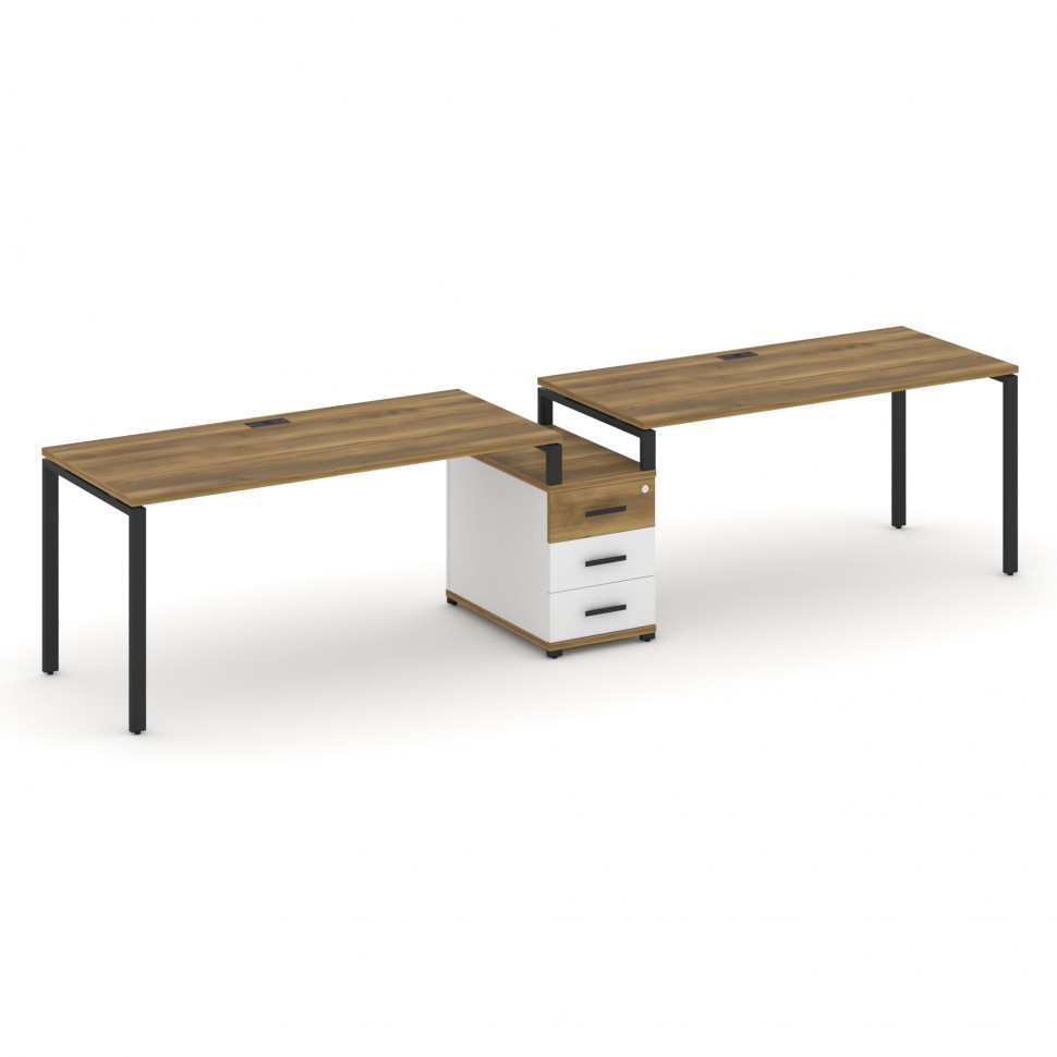 Concept Рабочая станция 2 места с 1 опорной тумбой CN.ORS-304 B Сандал Янтарный/Белый Бриллиант/Мета