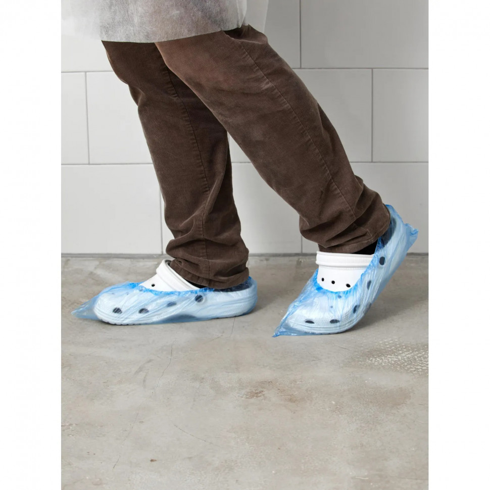 Бахилы 5,3 г, 2рез, синий, 20 мкм, Комус, 50пар/уп