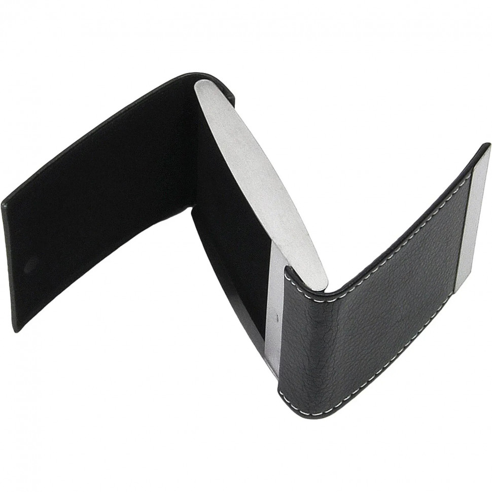 Визитница металлическая двухсторонняя (отд.искусств. кожа, 63х96 мм) 80105