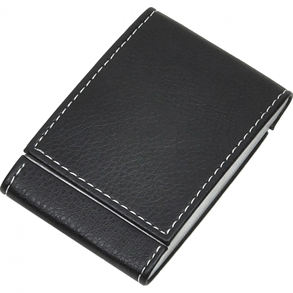 Визитница металлическая двухсторонняя (отд.искусств. кожа, 63х96 мм) 80105