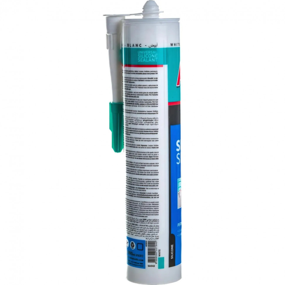 Герметик силиконовый универсальный Akfix 100E, белый, 280 мл (SA042)