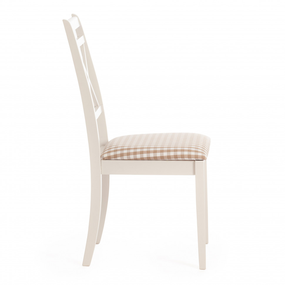 Стул Picasso ( PC-SC ) дерево гевея, 45х53х97см, ivory white (слоновая кость 2-5), ткань: клетка мелкая (S505-18)
