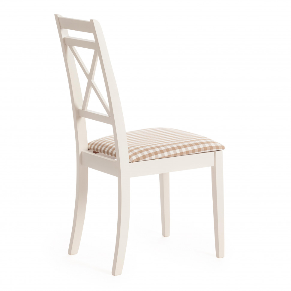 Стул Picasso ( PC-SC ) дерево гевея, 45х53х97см, ivory white (слоновая кость 2-5), ткань: клетка мелкая (S505-18)