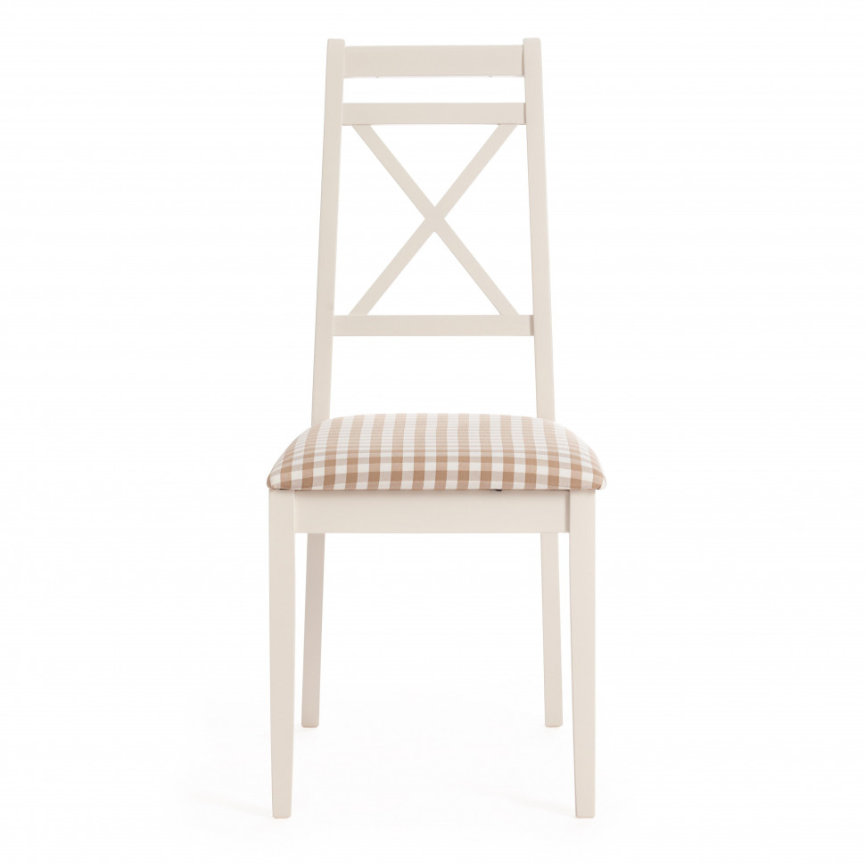 Стул Picasso ( PC-SC ) дерево гевея, 45х53х97см, ivory white (слоновая кость 2-5), ткань: клетка мелкая (S505-18)