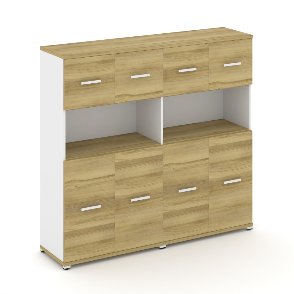 Concept Шкаф 2 широкие секции, 4 ниши CN.STS-425 W Дуб Винченцо/Белый Бриллиант/Металл Белый 1668*42