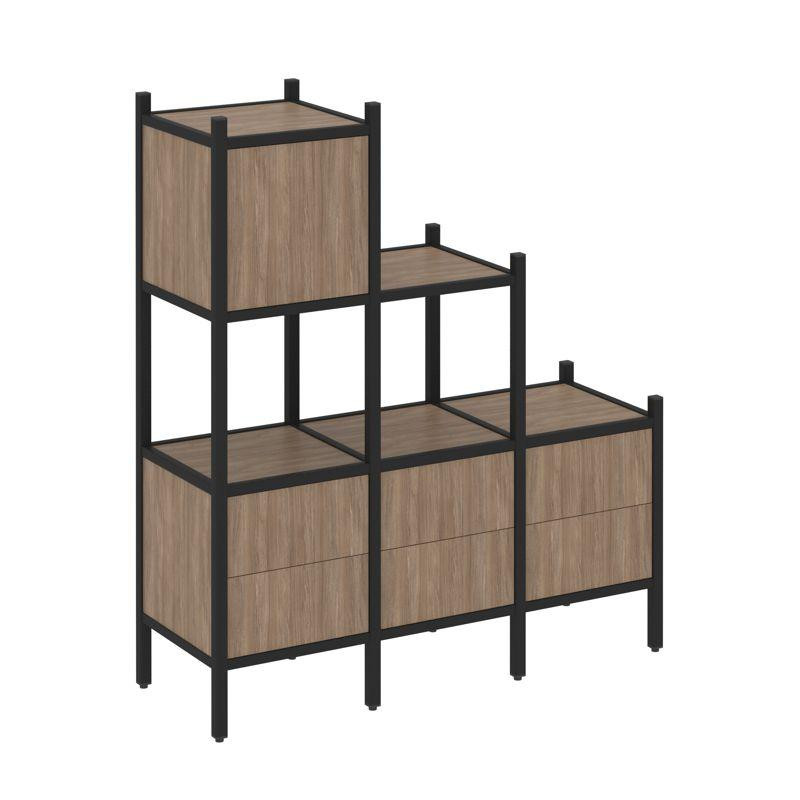 Loft Прямой стеллаж VR.L-12 Дуб Аризона/Металл Черный 1278*446*1458 Loft Прямой стеллаж VR.L-12 Дуб Аризона/Металл Черный 1278*446*1458