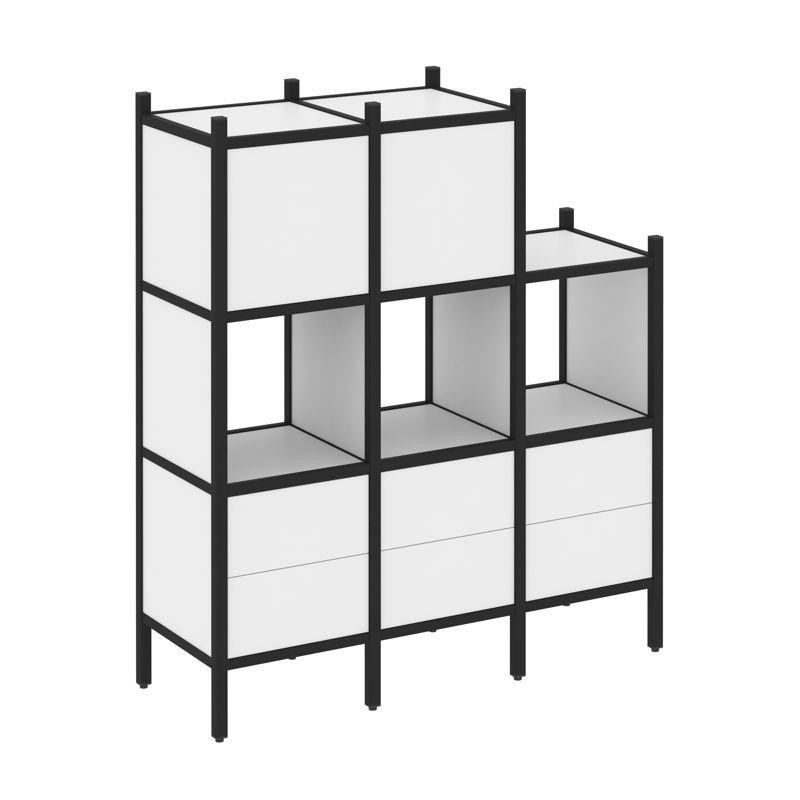 Loft Прямой стеллаж VR.L-15 Белый Бриллиант/Металл Черный 1278*446*1458