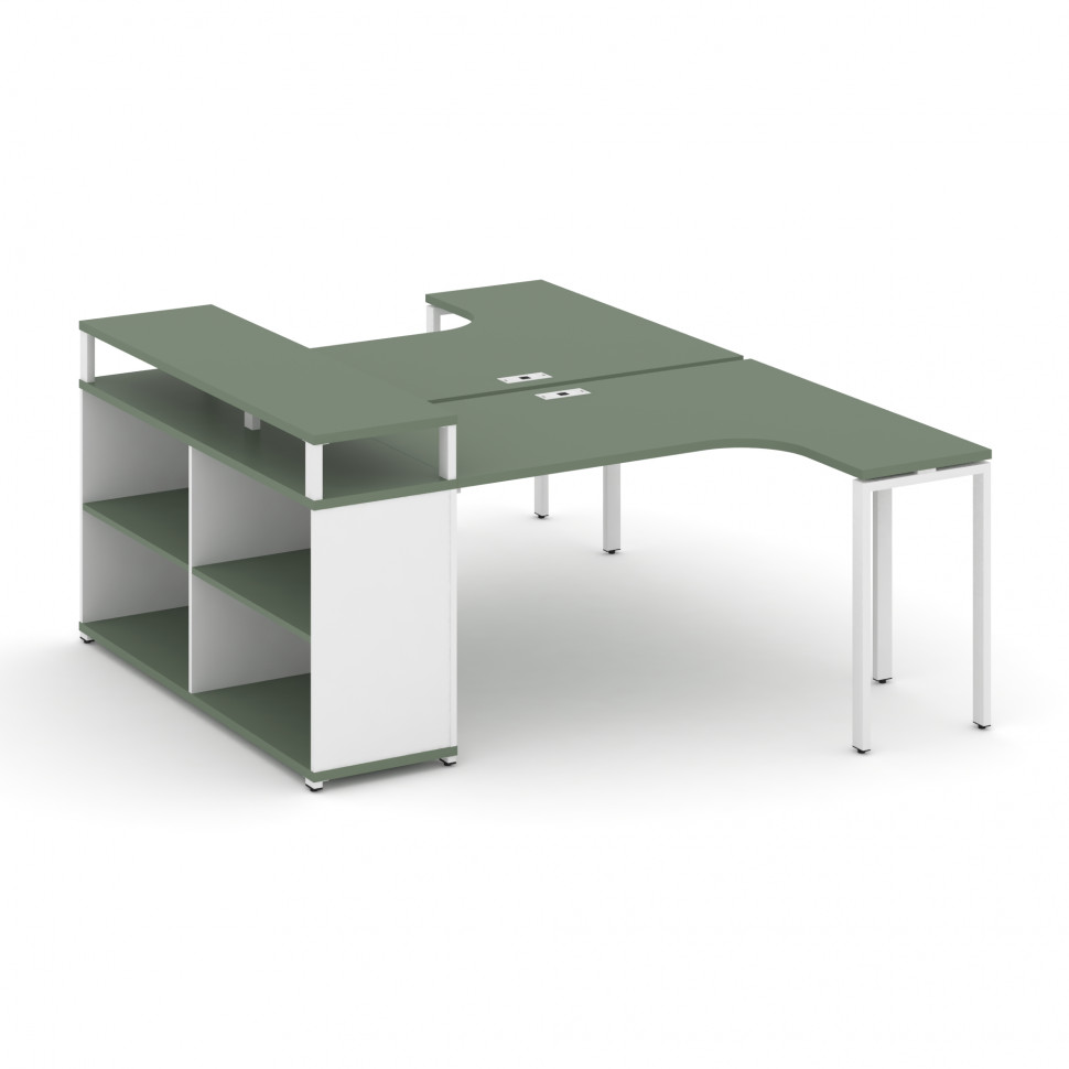 Concept Рабочая станция с опорным стеллажом с верх. горизонтом CN.DSA-204 Кобо/Белый Бриллиант/Метал