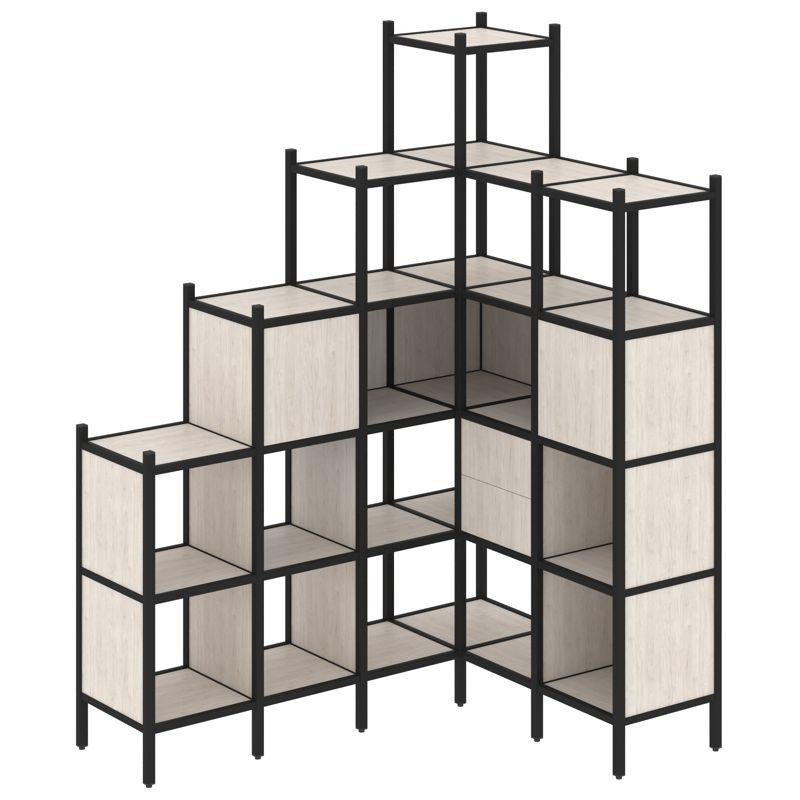 Loft Угловой внутренний стеллаж VR.L-44 Денвер Светлый/Металл Черный 1694*1278*2280