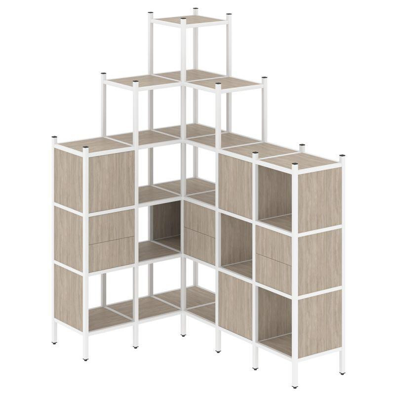 Loft Угловой внутренний стеллаж VR.L-43 Дуб Аттик/Металл Белый 1278*1694*2280 Loft Угловой внутренний стеллаж VR.L-43 Дуб Аттик/Металл Белый 1278*1694*2280