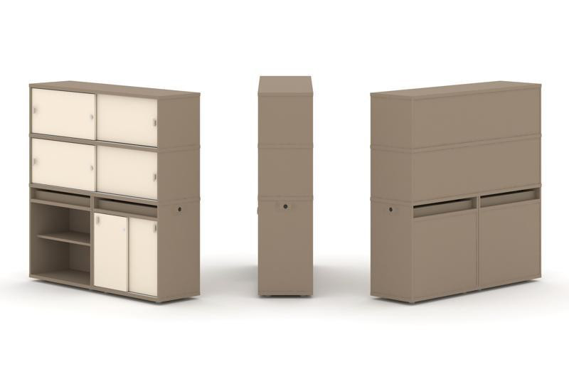 Estetica Набор №14. Тумба двойная+высокая надставка ES.NB.2V-14 Латте/Сатин 1500*410*1520