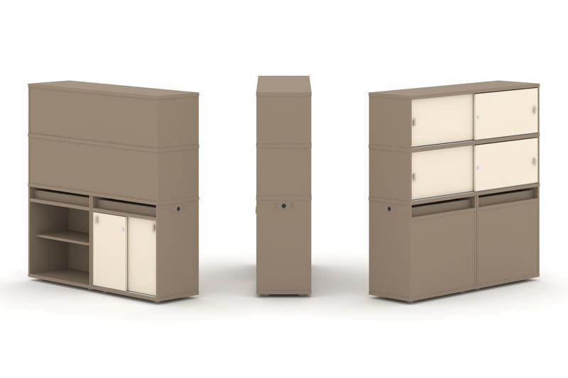 Estetica Набор №14. Тумба двойная+высокая надставка ES.NB.2V-14 Латте/Сатин 1500*410*1520