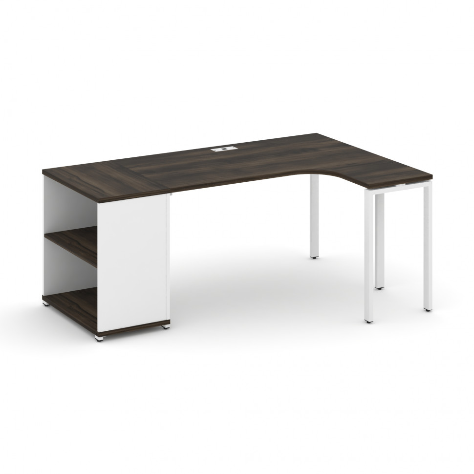 Concept Стол эргономичный с опорным стеллажом CN.SA-201(R) Дуб Мали/Белый Бриллиант/Металл Белый 180 Concept Стол эргономичный с опорным стеллажом CN.SA-201(R) Дуб Мали/Белый Бриллиант/Металл Белый 180