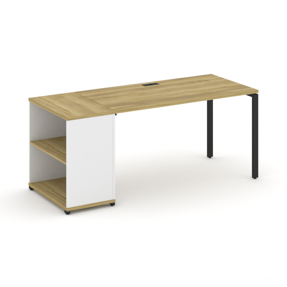 Concept Стол рабочий с опорным стеллажом CN.SP-203 Дуб Винченцо/Белый Бриллиант/Металл Черный 1800*7