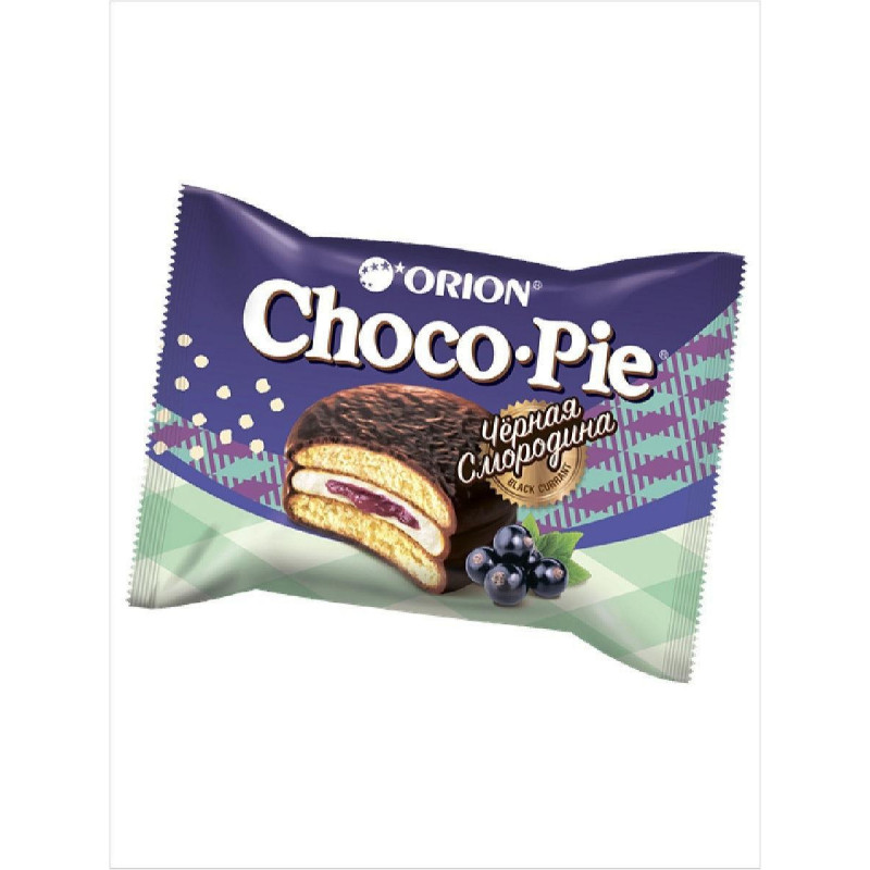 Пирожное в глазури Orion Choco Pie BLACK CURRANT, 12шт/1уп Пирожное в глазури Orion Choco Pie BLACK CURRANT, 12шт/1уп