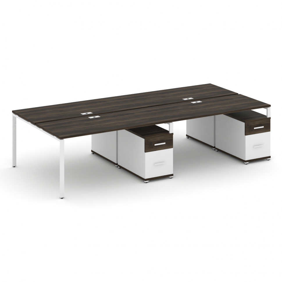 Concept Рабочая станция 4 места с 2 двухсторонними опорными тумбами CN.DRS-324 W Дуб Мали/Белый Брил