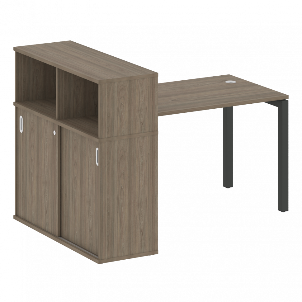 Metal System Quattro Стол письменный с шкафом-купе на П-образном м/к 50БП.РС-СШК-3.2 Т Вяз Благородн