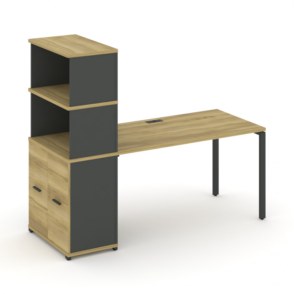 Concept Стол рабочий с опорным распаш. шкафом с надставкой выс. CN.SP-230 A Дуб Винченцо/Антрацит/Ме Concept Стол рабочий с опорным распаш. шкафом с надставкой выс. CN.SP-230 A Дуб Винченцо/Антрацит/Ме