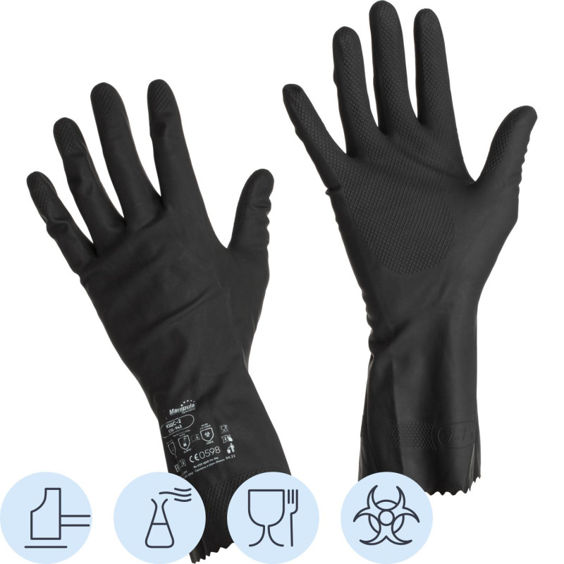 Перчатки защитные латекс,черный Manipula КЩС-2 (L-U-032/CG-943) р.10-10,5