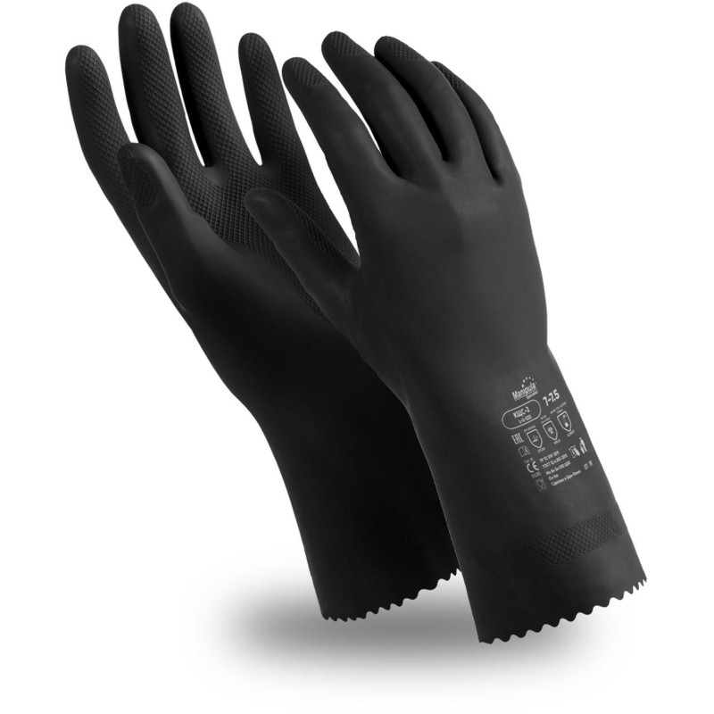 Перчатки защитные латекс,черный Manipula КЩС-2 (L-U-032/CG-943) р.10-10,5