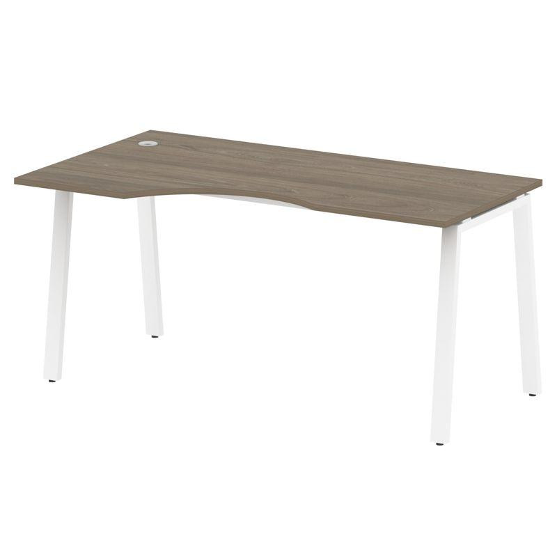 Metal System Стол криволинейный левый на А-образном м/к БА.СА-1 (L) Вяз Благородный/Металл Белый 160