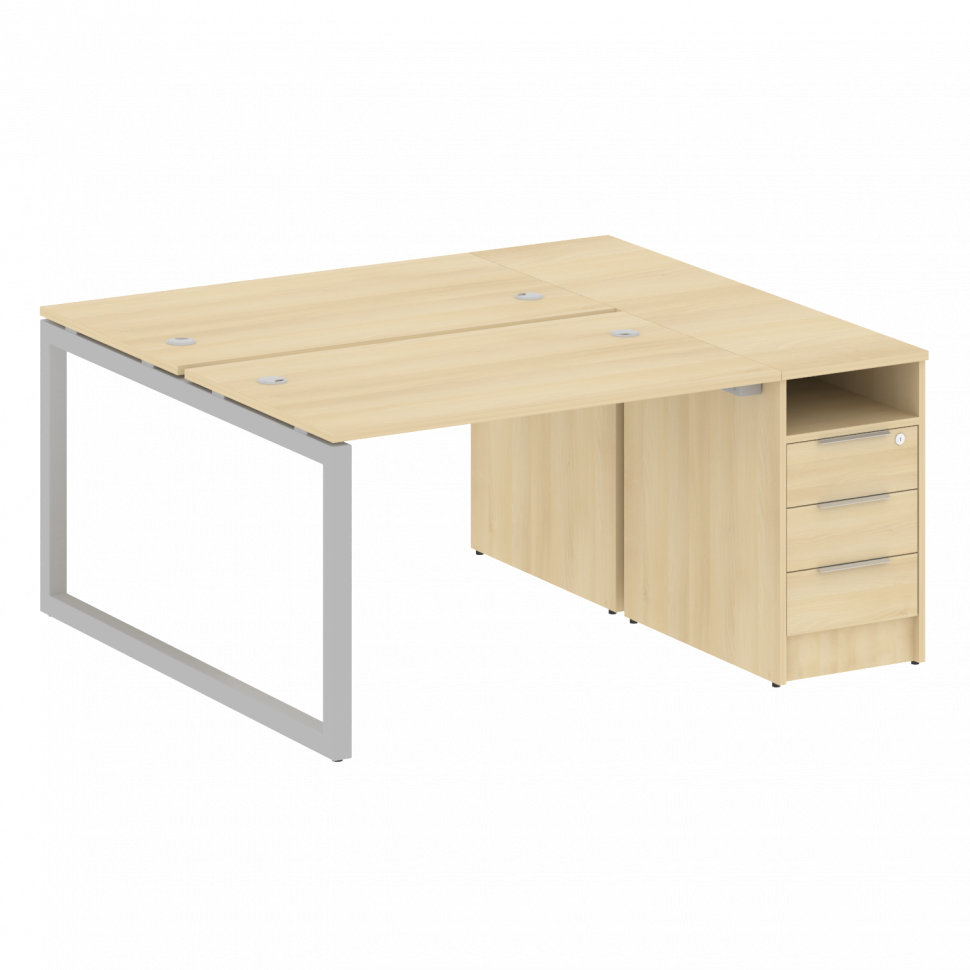 Metal System Quattro Рабочая станция с тумбой на О-образном м/к 50БО.РС-СТП-2.2 Акация Лорка/Металл