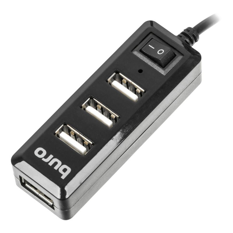 Разветвитель USB 2.0 Buro BU-HUB4-0.5L-U2.0 4порт. черный