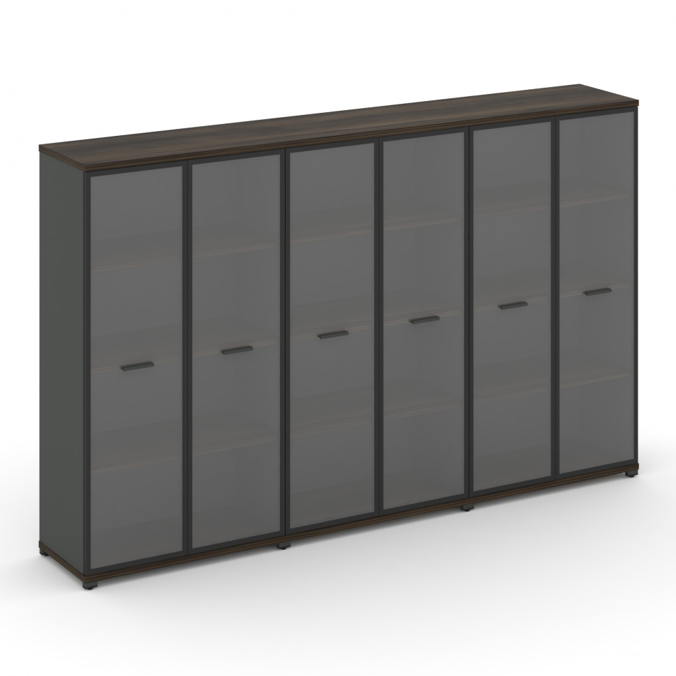 Concept Шкаф 3 широкие секции, 4 ниши CN.STS-436 RPB A Дуб Мали/Антрацит/Металл Антрацит/Прозрачный