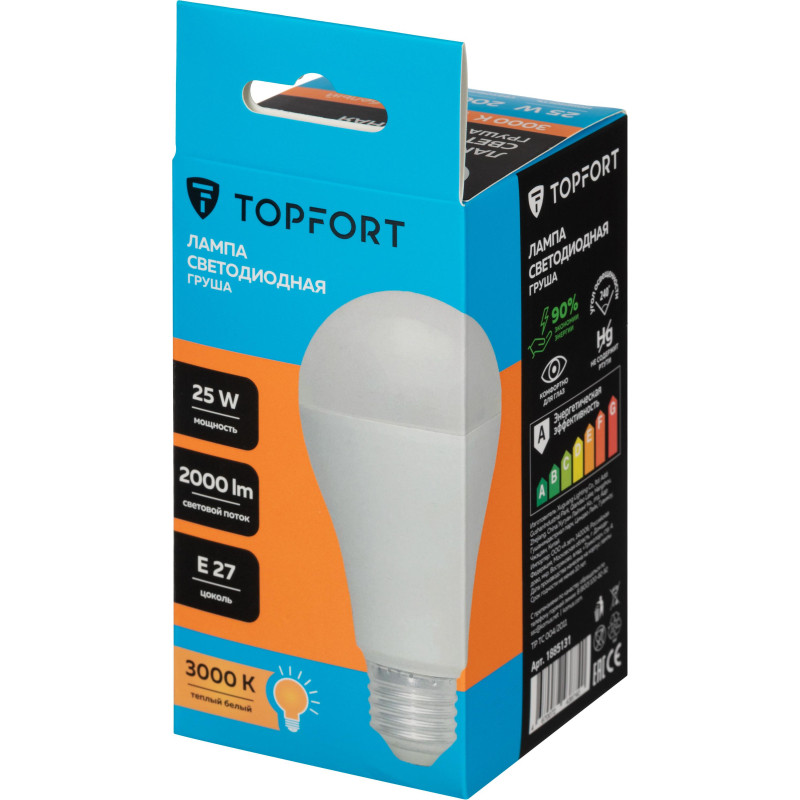 Лампа светодиодная Topfort E27 25W 3000K груша