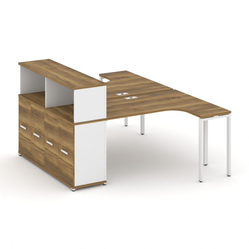 Concept Рабочая станция с опорным распаш. шкафом с надставкой низ. CN.DSA-213 W Сандал Янтарный/Белы