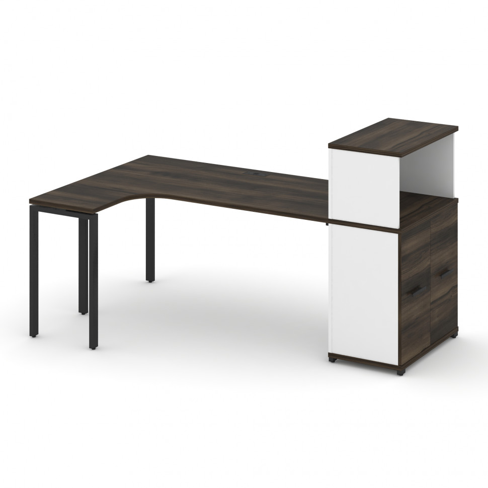 Concept Стол эргономичный с опорным распаш. шкафом с надставкой низ.  CN.SA-214(L) B Дуб Мали/Белый