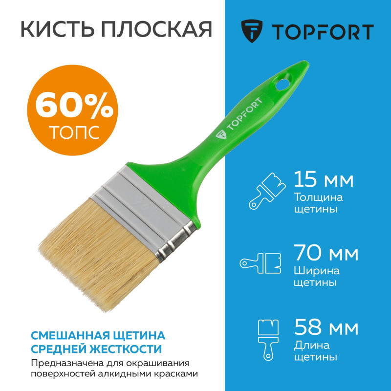 Кисть плоская TOPFORT 70x15