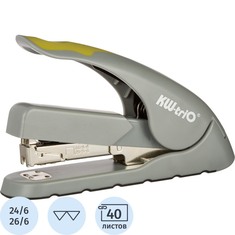 Степлер KW-trio LEVEL-TOUCH до 40 листов, энергосберегающий, сер-зел