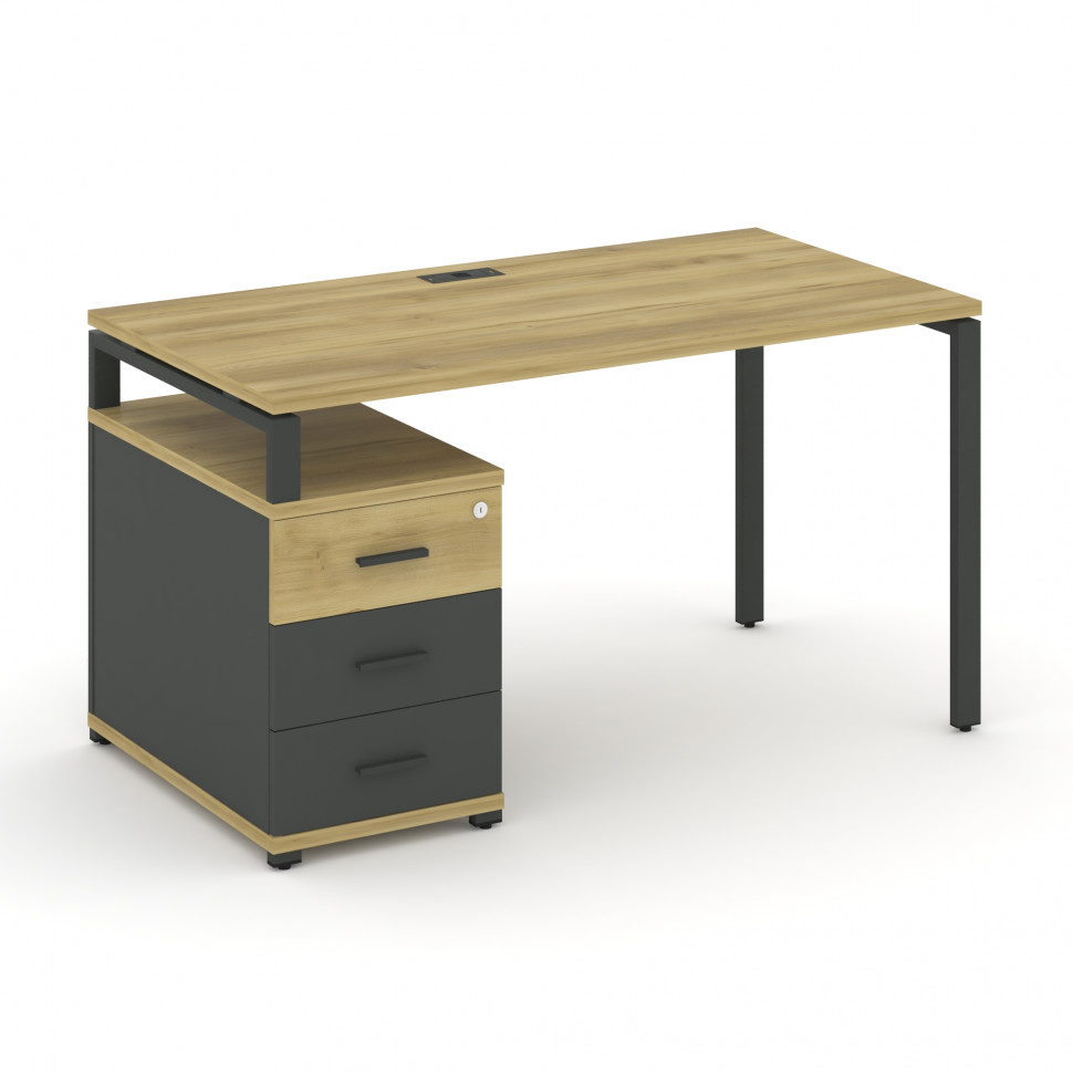 Concept Стол письменный с 1 опорной тумбой CN.SP-303 A Дуб Винченцо/Антрацит/Металл Антрацит 1380/17