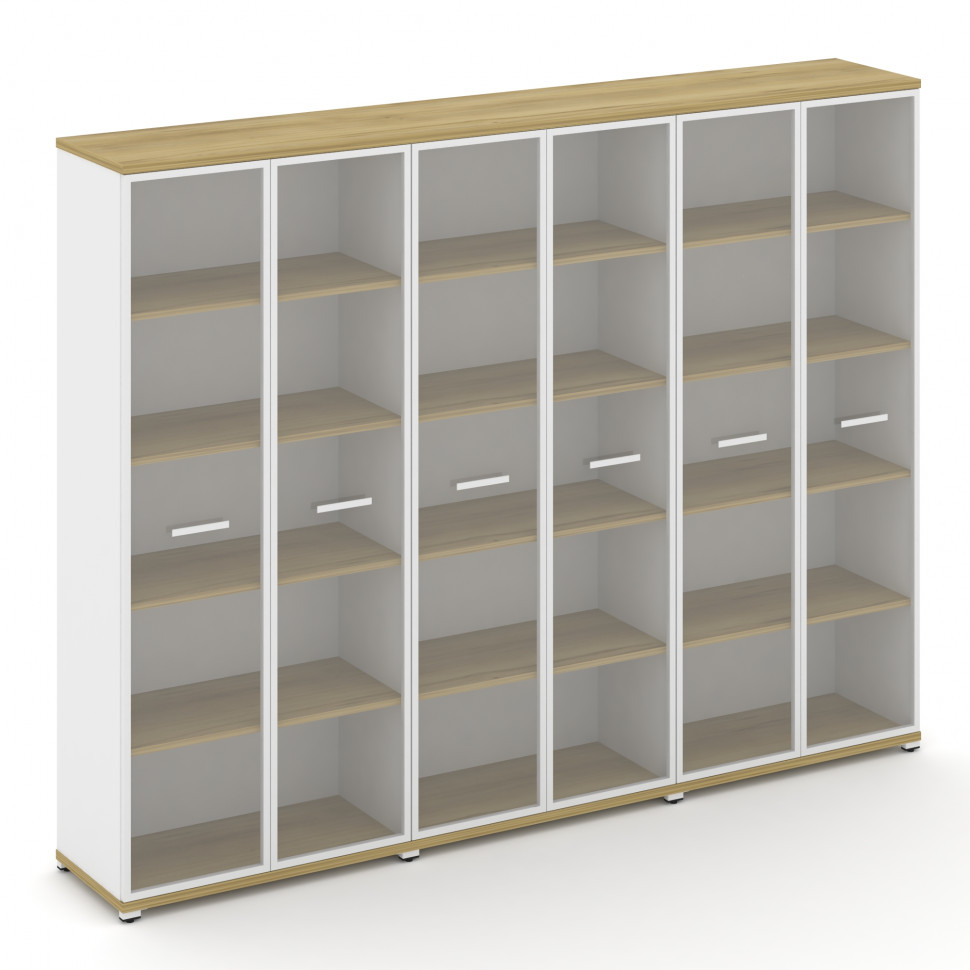 Concept Шкаф 3 широкие секции, 5 ниш CN.STS-538 RPW W Дуб Винченцо/Белый Бриллиант/Металл Белый/Проз